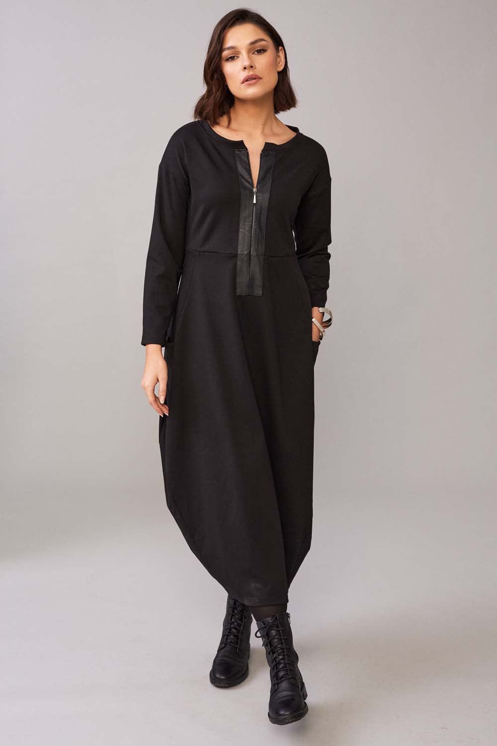 Peruzzi - 2 Fabric V Neck Dress